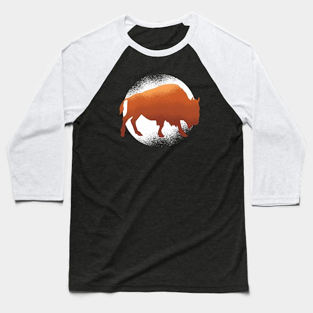 Brown Bison Baseball T-Shirt by EarlAdrian